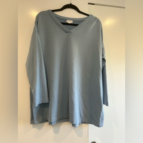 Pure J Jill Tunic Top Size XL Womens Blue Luxe Tencel Long Sleeve V Neck Comfy - Picture 2 of 10